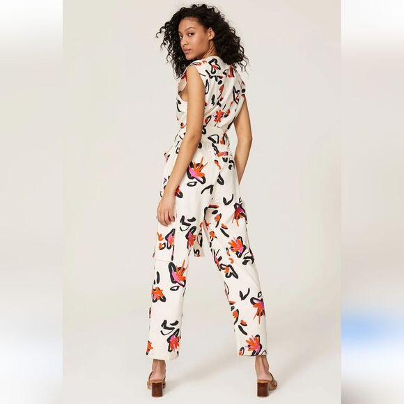 Tanya Taylor Margot Floral White Jumpsuit Size 2 - Picture 2 of 7